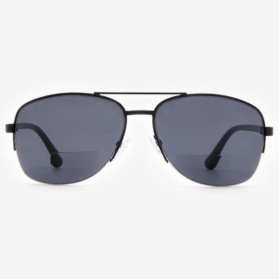 Bifocal Sunglasses for Men and Women - Reader Sunglasses with Bifocals - Square Aviator Reading Sun Glasses with Built In Readers - Anzio by VITENZI in Black 2.00