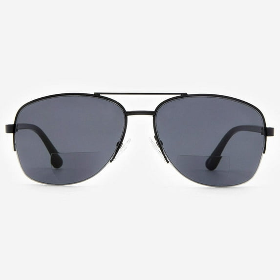 Bifocal Sunglasses for Men and Women - Reader Sunglasses with Bifocals - Square Aviator Reading Sun Glasses with Built In Readers - Anzio by VITENZI in Black 2.25