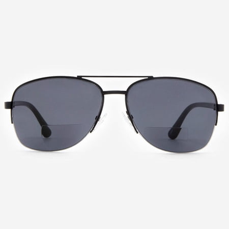 Bifocal Sunglasses for Men and Women - Reader Sunglasses with Bifocals - Square Aviator Reading Sun Glasses with Built In Readers - Anzio by VITENZI in Gold 2.25