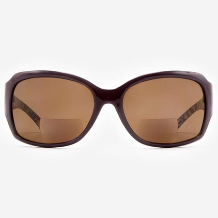 Bifocal Sunglasses for Women - Reader Sunglasses with Bifocals - Butterfly Jackie O Reading Sun Glasses with Built In Readers - Vittoria by VITENZI in Brown 2.25