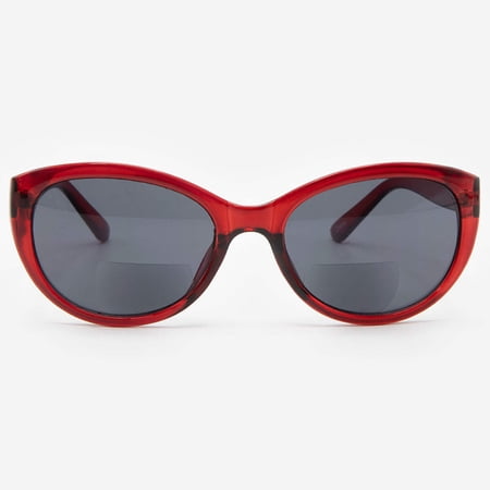Bifocal Sunglasses for Women - Reader Sunglasses with Bifocals - Cat Eye Reading Sun Glasses with Built In Readers - Florence by VITENZI in Burgundy 2.00