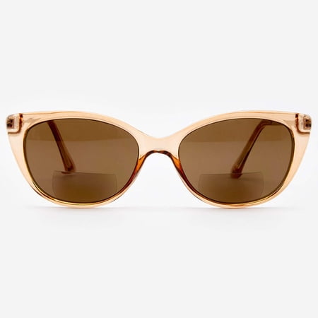 Bifocal Sunglasses for Women - Reader Sunglasses with Bifocals - Cat Eye Reading Sun Glasses with Built In Readers - Verona by VITENZI in Champagne 1.50