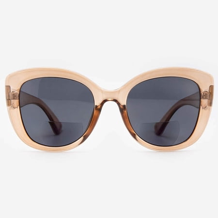 Bifocal Sunglasses for Women - Reader Sunglasses with Bifocals - Oversized Butterfly Cat Eye Reading Sun Glasses with Built In Readers - Barletta by VITENZI in Champagne 1.50