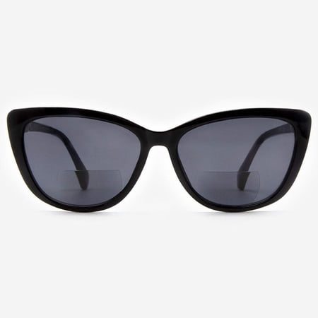 Bifocal Sunglasses for Women - Reader Sunglasses with Bifocals - Cat Eye Reading Sun Glasses with Built In Readers - Gela by VITENZI in Black 1.50