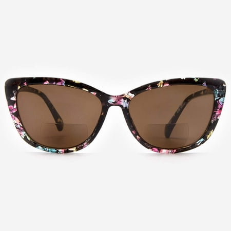 Bifocal Sunglasses for Women - Reader Sunglasses with Bifocals - Cat Eye Reading Sun Glasses with Built In Readers - Gela by VITENZI in Burgundy 1.50