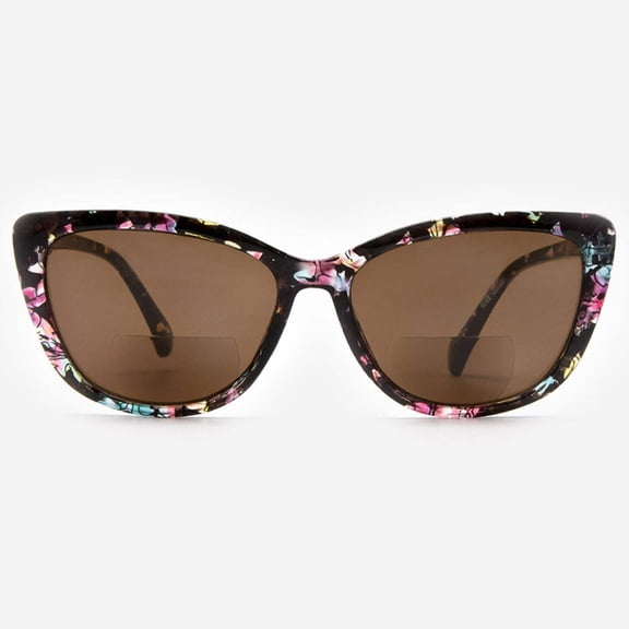 Bifocal Sunglasses for Women - Reader Sunglasses with Bifocals - Cat Eye Reading Sun Glasses with Built In Readers - Gela by VITENZI in Burgundy 2.50