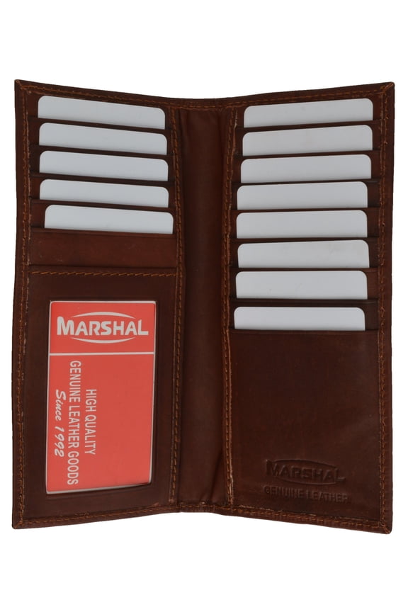 Bifold Checkbook Wallet and Credit Card Holder with ID Window Genuine Leather 4507 CF (C)