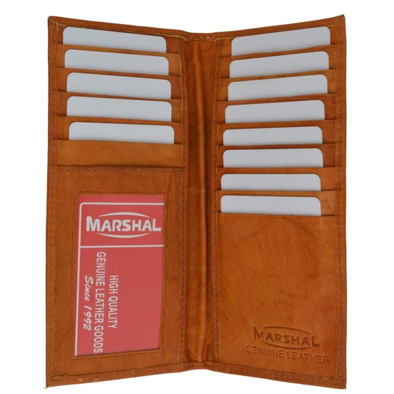 Bifold Checkbook Wallet and Credit Card Holder with ID Window Genuine Leather 4507 CF