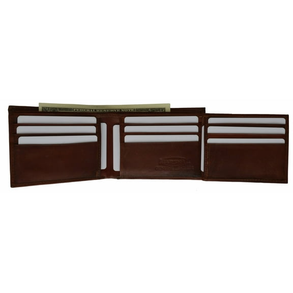 Bifold Cowhide Leather Wallet Outside Flap ID Card Holder 92 CF (C)