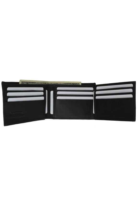Bifold Cowhide Leather Wallet Outside Flap ID Card Holder 92 CF (C)