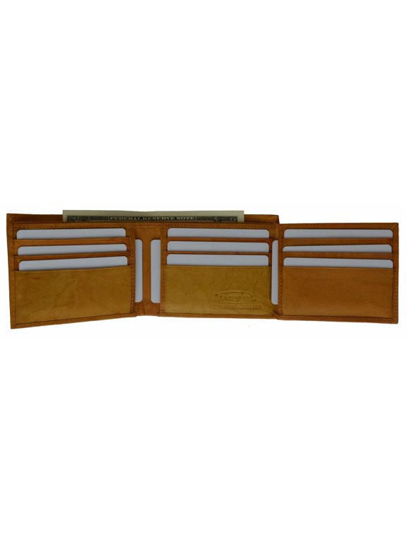 Bifold Cowhide Leather Wallet Outside Flap ID Card Holder 92 CF (C)