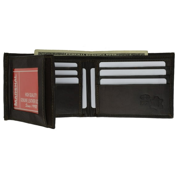 Bifold Cowhide Leather Wallet Outside Flap ID Card Holder 92 CF (C)