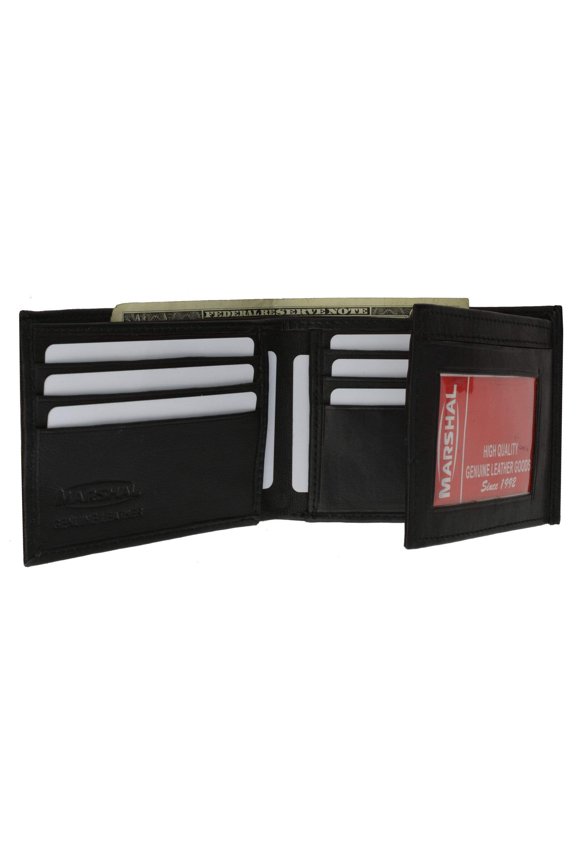 Bifold Cowhide Leather Wallet Outside Flap ID Card Holder 92 CF