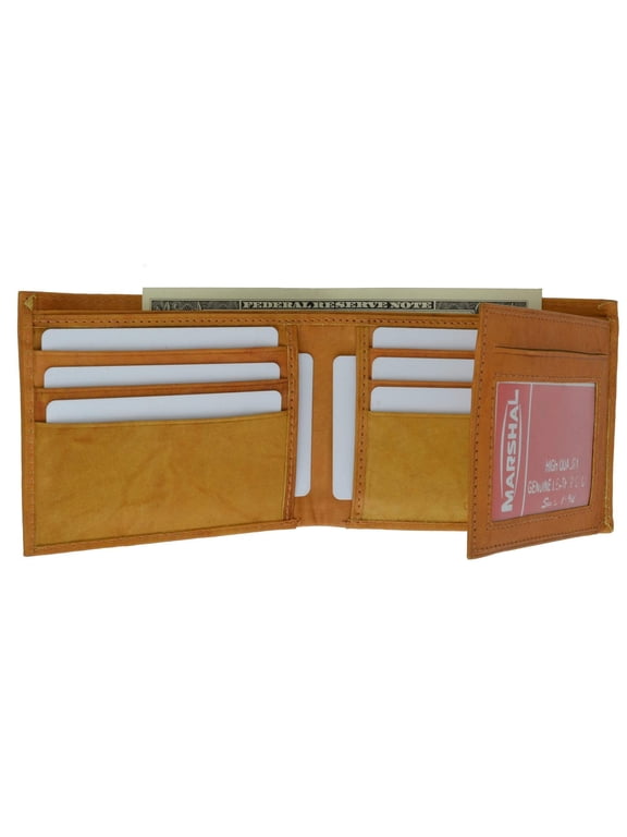 Bifold Cowhide Leather Wallet Outside Flap ID Card Holder 92 CF