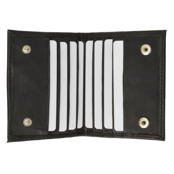 Bifold Credit Card Holder with Snap Button Closure Genuine Leather 80 (C)