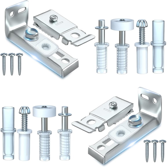 Bifold Door Hardware Repair Kit - 2 Pack Bi-Fold Closet Door Replacement Parts, Top & Bottom Brackets, 3/8" Pivot, 7/8" Guide Wheels for Folding Pocket Door Accordion Sliding Doors