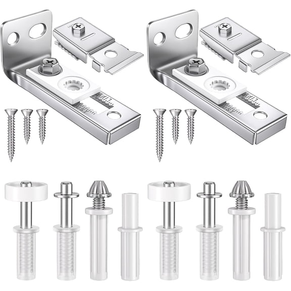 Bifold Door Hardware Repair Kit, 2 Set Bi-fold Sliding Closet Doors Replacement Parts with Top & Bottom Brackets, Pivots & Guides Wheel, Closet Door Hardware Kit for Folding Pocket & Accordion