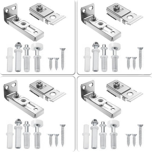 Bifold Door Hardware Repair Kit, 4 Pack Bifold Closet Door Hardware Kit Include Top & Bottom Bracket, 3/8" Pivot, 7/8" Guides Wheel