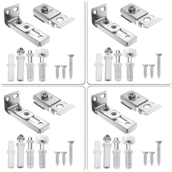 Bifold Door Hardware Repair Kit, 4 Pack Bifold Closet Door Hardware Kit Include Top & Bottom Bracket, 3/8" Pivot, 7/8" Guides Wheel