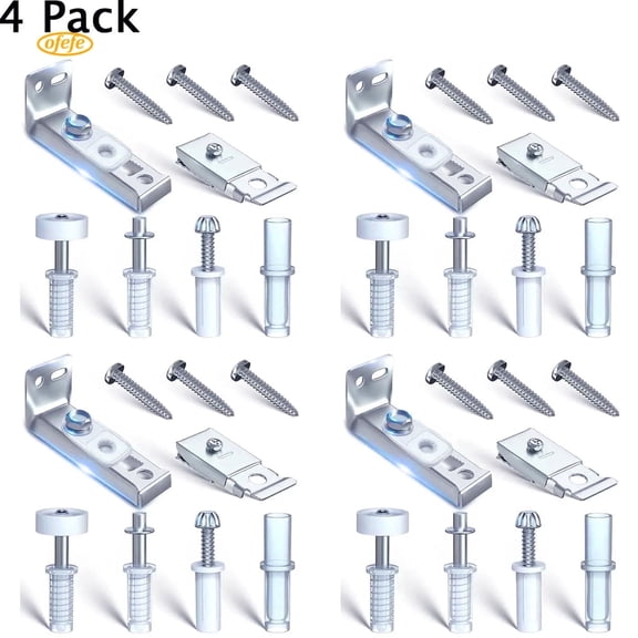 OFEFE Bifold Door Hardware Repair Kit-4-Packs Bi-fold Sliding Closet Doors Replacement Parts Include Top Bottom Bracket,3/8" Pivot,7/8" Guides Wheel
