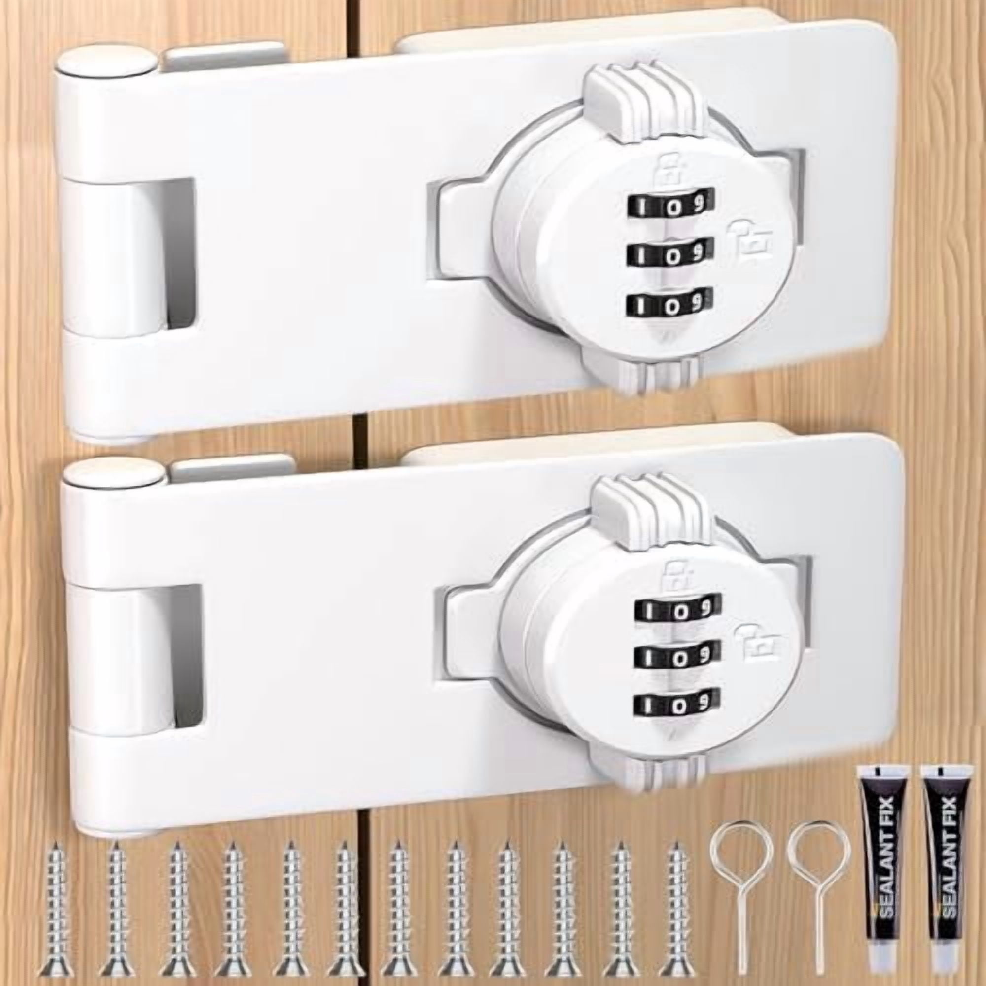 Bifold Door Lock - 2 Pack White Sliding Closet Locks for Double Doors ...