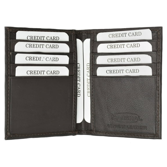 Bifold Lamb Leather Credit Card Holder Wallet with Outside ID Window & Zippered Pocket 76 (C)