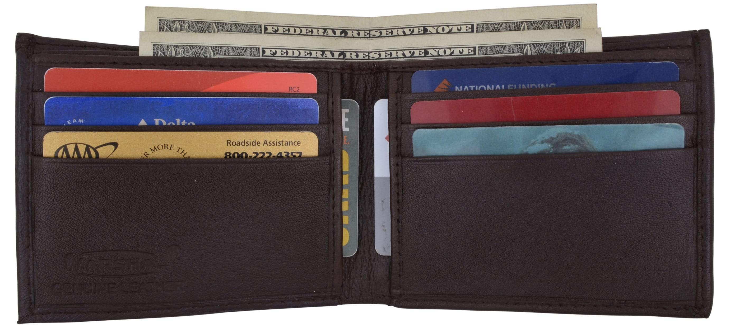 Marshal Men's Bifold Lambskin Leather Wallet With Outside ID Window Slim