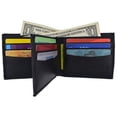 thumbnail image 1 of Bifold Men's Genuine Leather Center Flap Multi Card Holder Wallet NEW (Black), 1 of 6