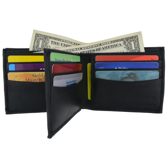 Bifold Men's Genuine Leather Center Flap Multi Card Holder Wallet NEW