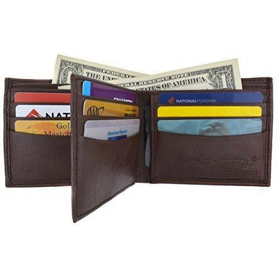 Bifold Men's Genuine Leather Center Flap Multi Card Holder Wallet NEW