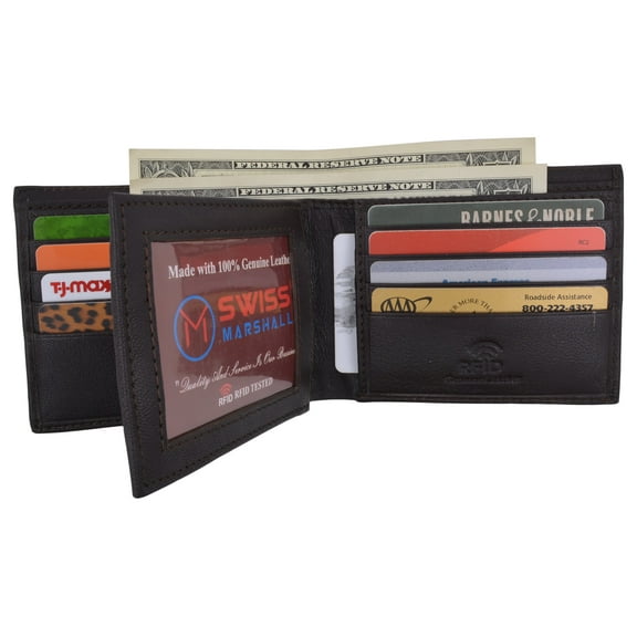 Bifold Men's RFID Security Blocking Leather Extra Capacity Credit Card ID Wallet
