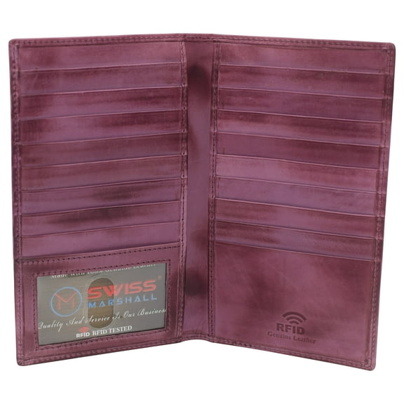 Bifold RFID Blocking Premium Leather Credit Card ID Holder Long Wallet