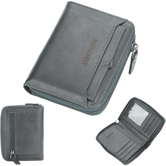 Bifold Slim Wallet For Men - Large Capacity Leather Front Pocket Men'S Wallet - gray