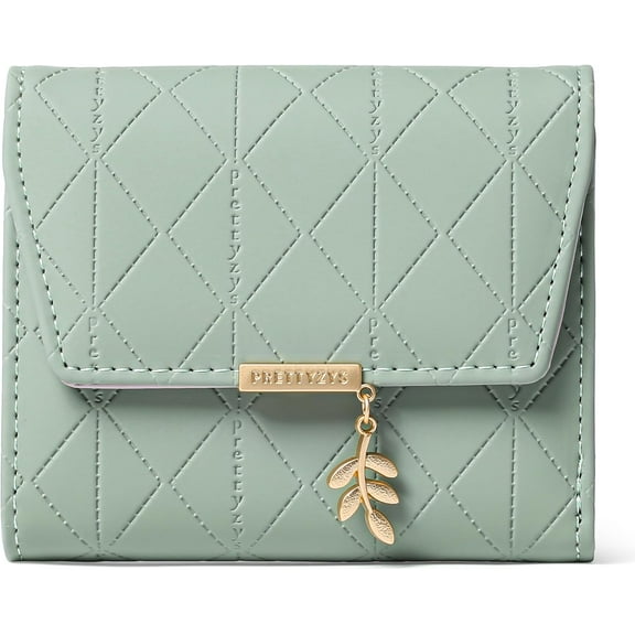 Bifold Wallet Women Leather RFID Blocking Card Holder Compact Wallet Zipper Coin Pocket with ID Window