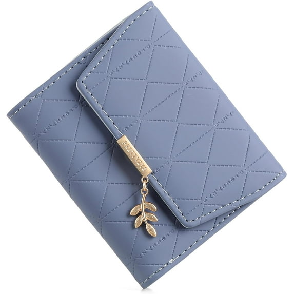 Bifold Wallet Women Leather RFID Blocking Card Holder Compact Wallet Zipper Coin Pocket with ID Window
