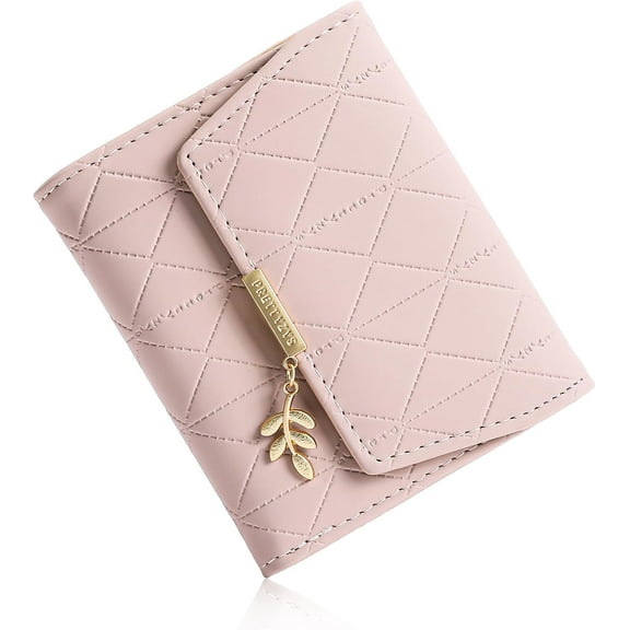 Bifold Wallet Women Leather RFID Blocking Card Holder Compact Wallet Zipper Coin Pocket with ID Window