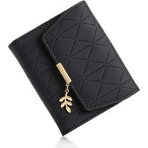 Bifold Wallet Women Leather RFID Blocking Card Holder Compact Wallet Zipper Coin Pocket with ID Window
