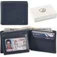 Bifold Wallet for Men's Real Genuine Slim Leather RFID Blocking 2 ID ...