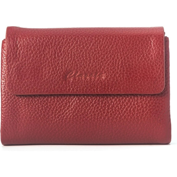 Bifold Wallet for Women Genuine Leather, [Large Capacity] [Magnetic Closure] Female Ladies Wallet Card Holder with ID Window, Zipper Coin Pockets