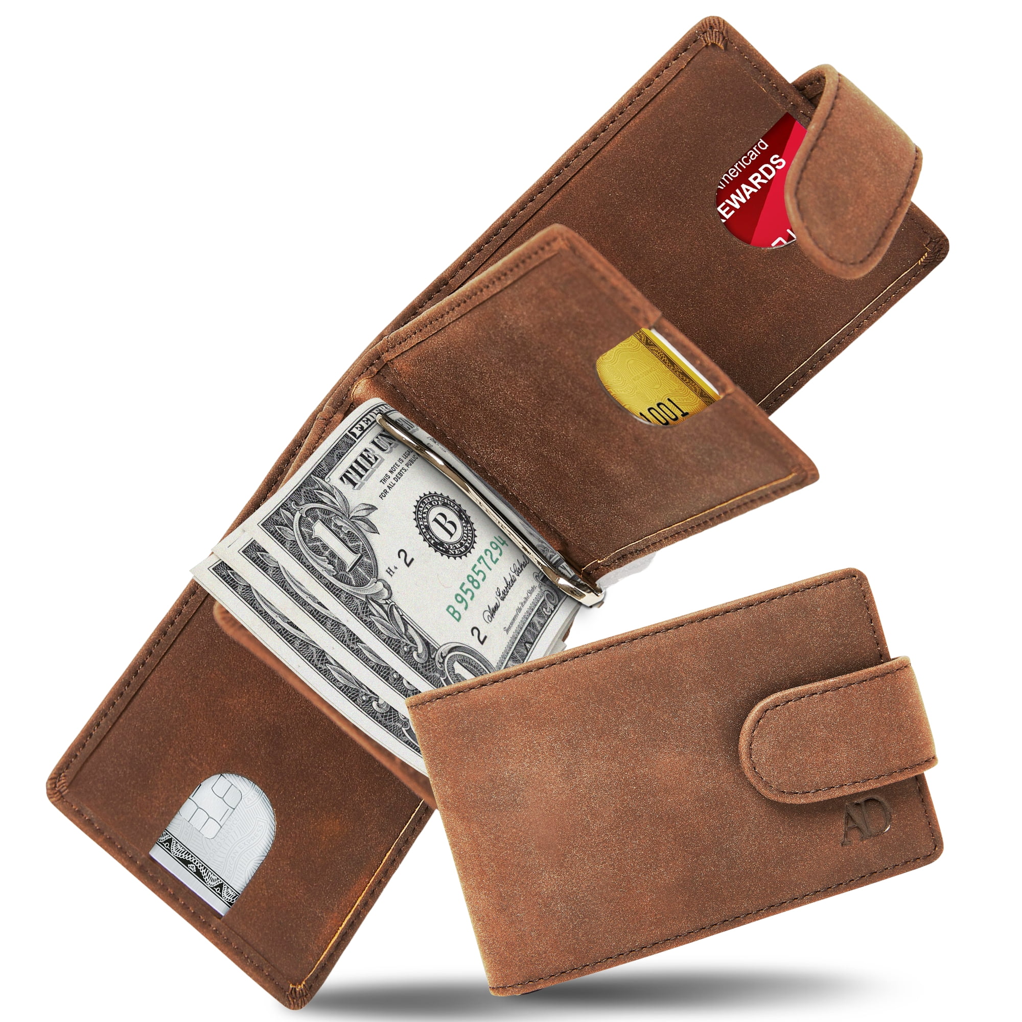  WINWANG Slim Wallet for Men with Money Clip Genuine