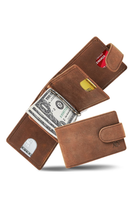 Bifold Wallets For Men With Removable Money Clip RFID - Vegan Leather Slim Mens Wallet With ID Window Front Pocket Wallet Gifts For Men