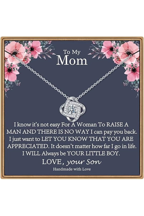Bifthday Gift Necklace To My Mom, Mother and Son Gift Jewelry, Love Knot Necklace for Mother from Son on Her Birthday, Wedding Gift for Mom of Groom