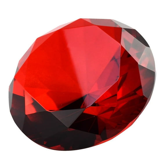 Big 100mm Ruby Red Glass Crystal Giant Diamond Jewel Paperweight