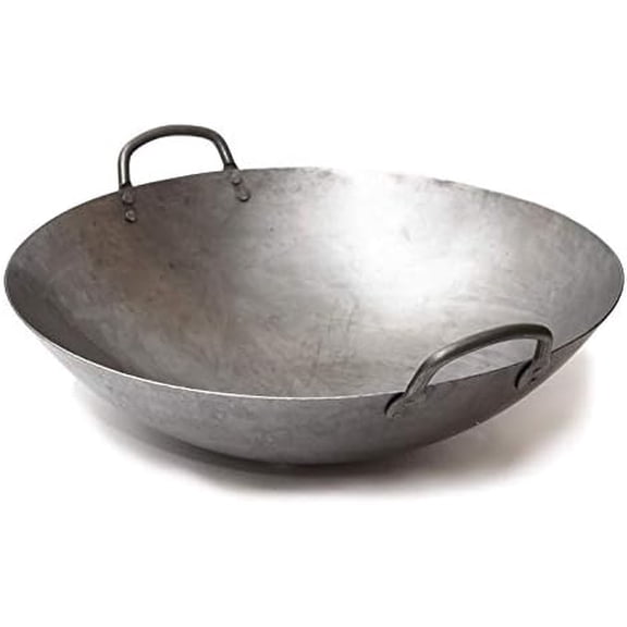Big 16 Inch Heavy Canton Style Hand Hammered Carbon Steel Wok (Round Bottom) / 731W87$$Home Decor, Kitchen, & Other