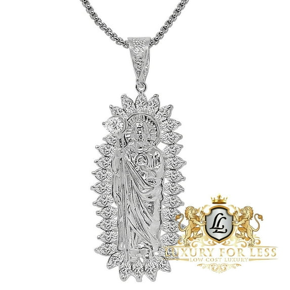 Big 2.75'' 20+ Grams Real Silver Saint Jude San Judas Tadeo Frame Charm Pendent