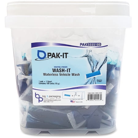 Big 3 Packaging Pak-It Wash-It Waterless Vehicle Wash, Blue, 100 / Each (Quantity)
