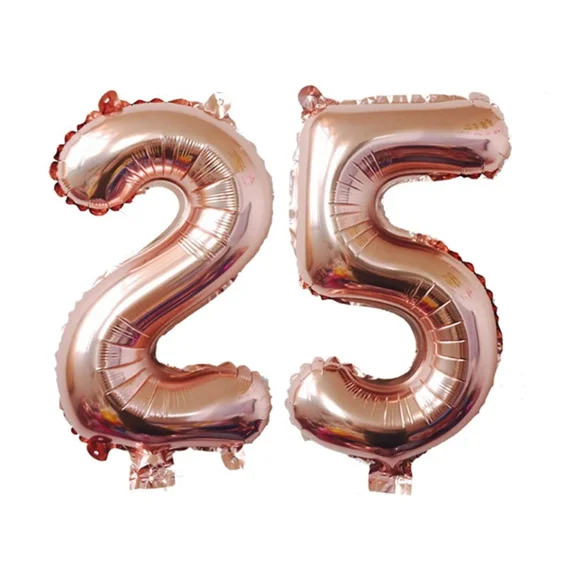 Big 40" 25 Rose Gold Foil Number Balloons Photo Shoot 25Th Birthday Float Helium