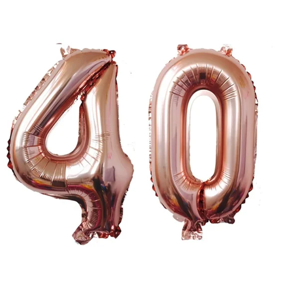Big 40" 40 Rose Gold Foil Number Balloons Photo Shoot 40Th Birthday Float Helium