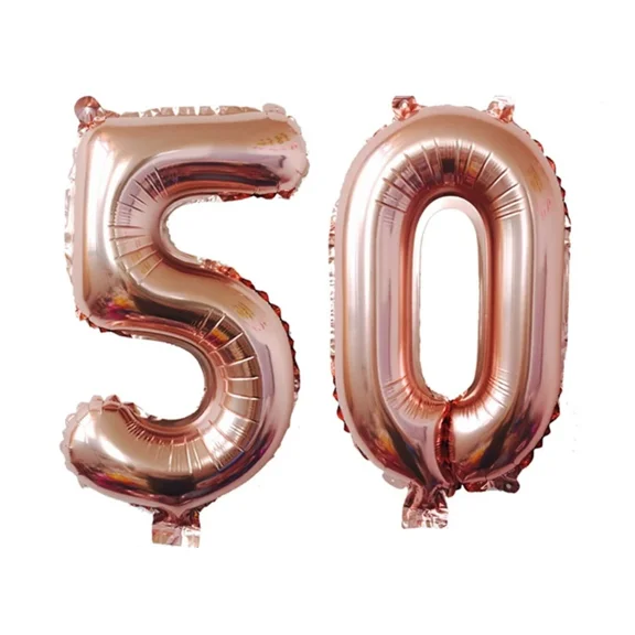 Big 40" 50 Rose Gold Foil Number Balloons Photo Shoot 50Th Birthday Float Helium
