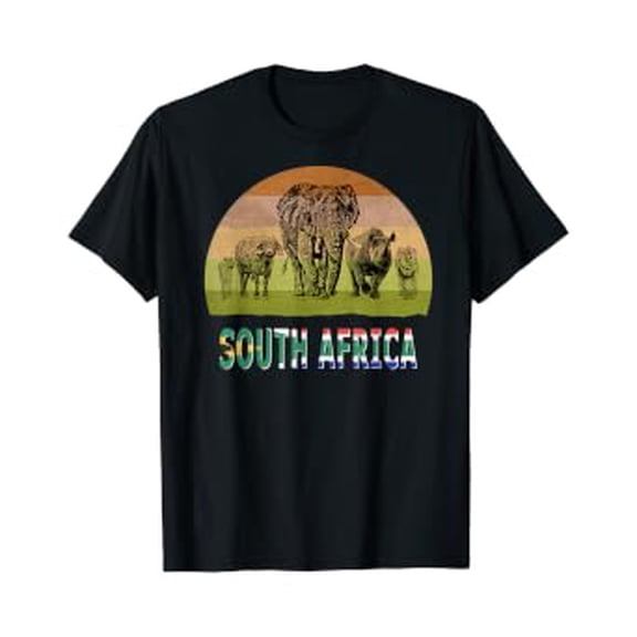 Big 5 Retro Sunset Design For South Africa Safari T-Shirt